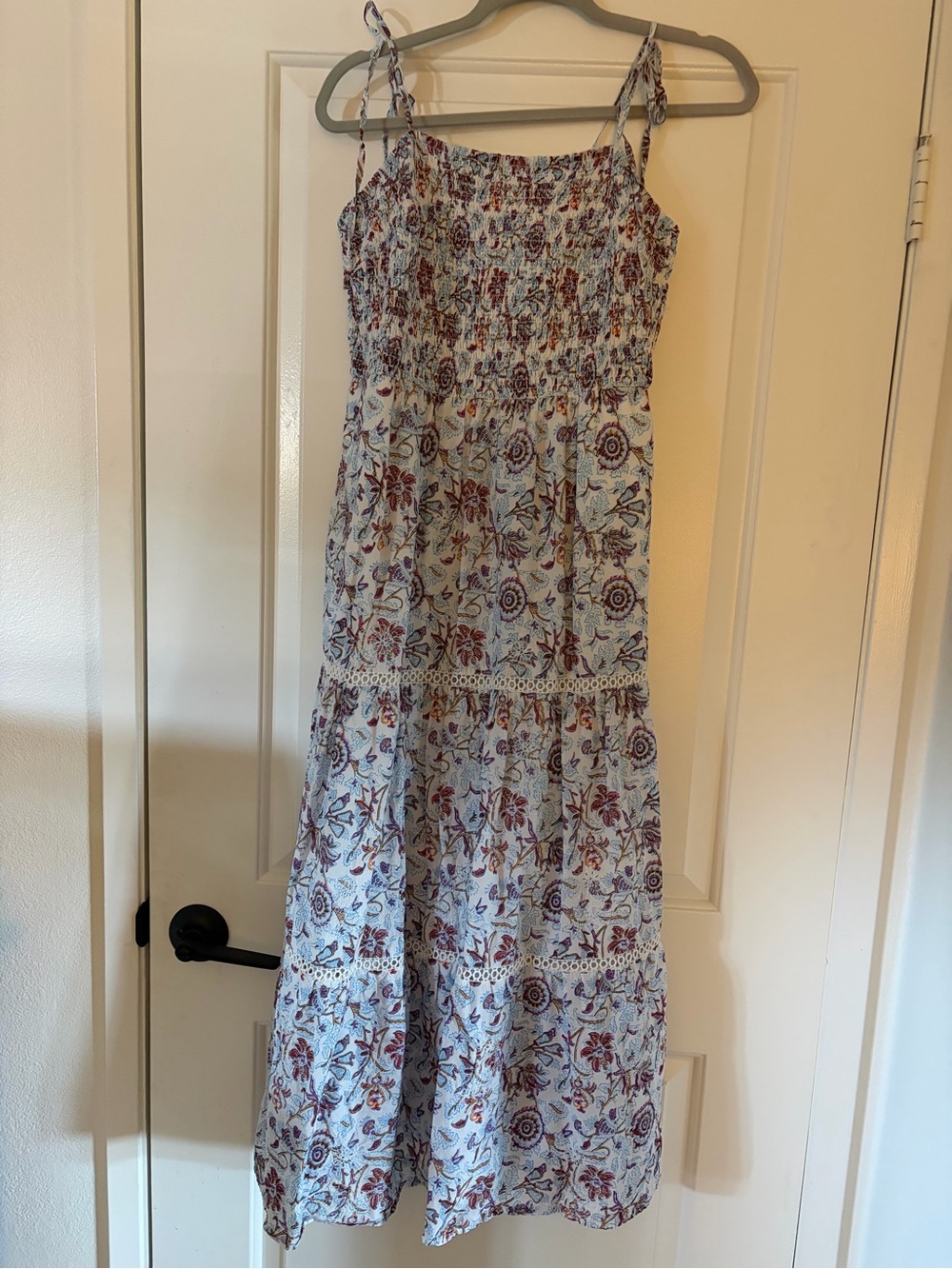 Roller Rabbit Light Blue Floral Smocked Maxi Dress
